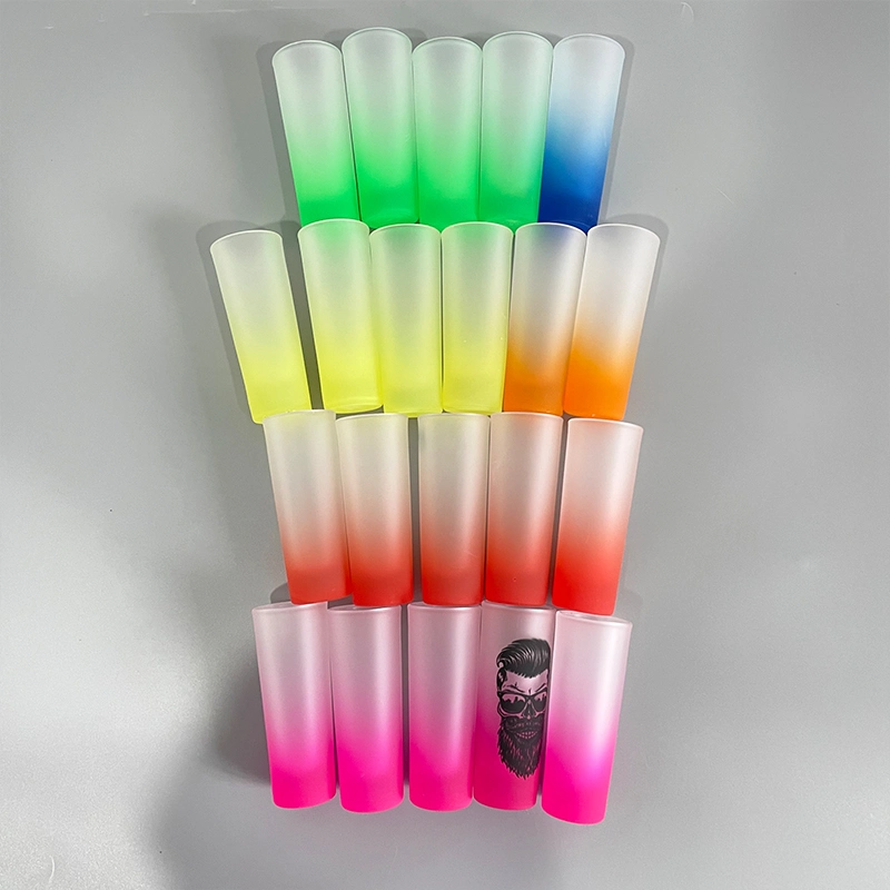 2.5oz Tequila Shot Glasses Blank Frosted Ombre Shot Glass Mixed Color and Colorful Personalize Drinkware USA Warehouse