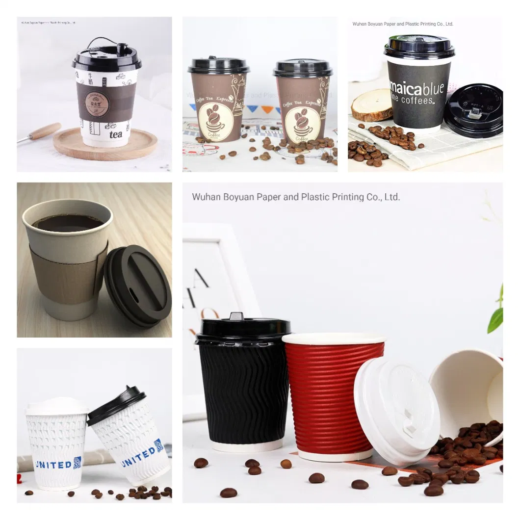 China Manufacturer Customized Printing Disposable Single Wall/ Double Wall/ Ripple Wall Paper Cup Drinkware