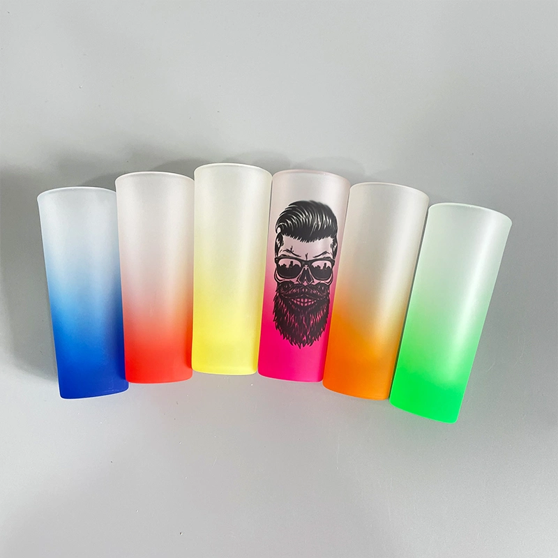 2.5oz Tequila Shot Glasses Blank Frosted Ombre Shot Glass Mixed Color and Colorful Personalize Drinkware USA Warehouse