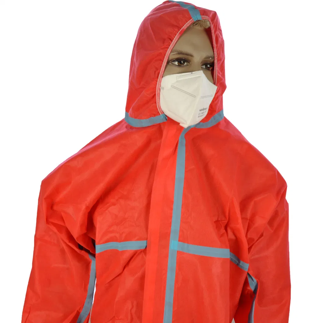 Type 5 6 Waterproof Ventilate Breathable Nonwoven Tape Seam Safety Coverall PPE