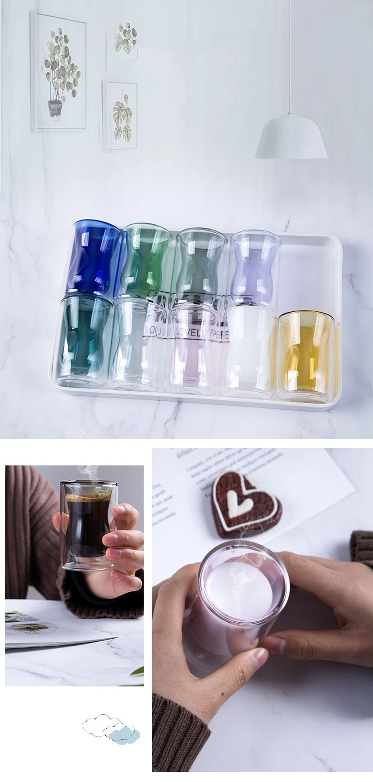 Glass Mug Couple Cups Double Wall Glass Cup Heat-Resisting Tea Beer Mugs Milk Coffee Cup Gift Drinkware