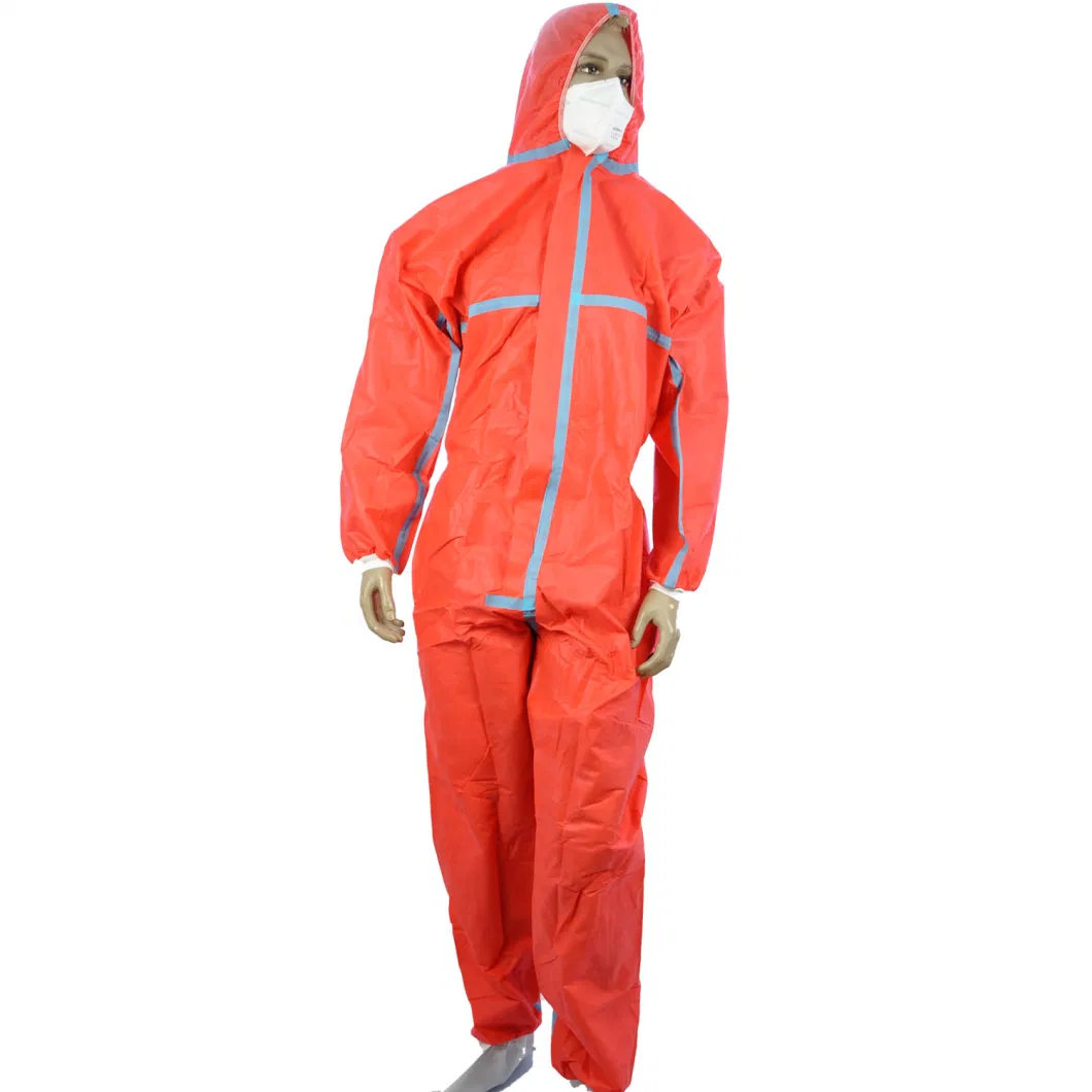 Type 5 6 Waterproof Ventilate Breathable Nonwoven Tape Seam Safety Coverall PPE