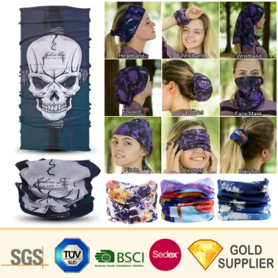 Cheap Wholesale Custom Fashion Sport Printing Silk Cooling Seamless Magic Tube Scarf Printed Head Elastic Collar Neck Polyester Bandana Multifunctional Headwear